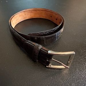 Alligator Belt. Black with silver color buckle